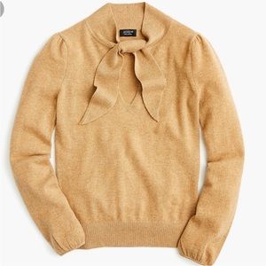 J. Crew Everyday Cashmere Tie Neck Sweater in Camel